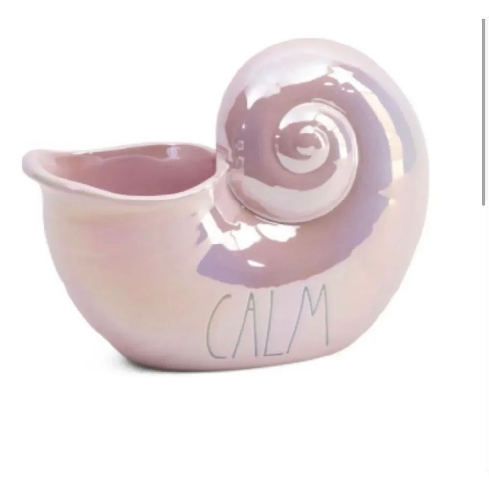 Rae Dunn RELAX Iridescent pink Luster Ceramic Large Conch Shell 8" x 6" LL NIB